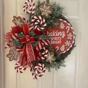 Baking Spirits Bright Wreath on a grapevine wreath frame, perfect for a baker!